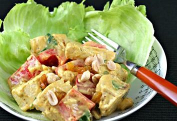 Salade de poulet aux raisins secs et légumes: recette avec une photo