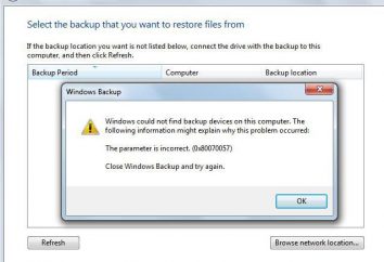 Erro 0h80070057. Mensagem de erro 0x80070057 quando você fazer backup de arquivos no Windows 7