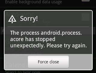 Android.process.acore – se ha producido un error: cómo fijar? Razones para solucionar el problema