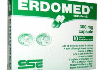 "Erdomed": instrução e descrição de comentários de drogas, contra-indicações