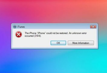 3194 erro no iTunes: causas e rectificação
