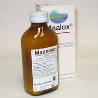Oznacza "Maalox" (zawiesina). Instrukcje użytkowania