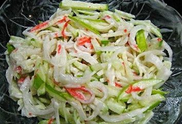 Salade de bâtonnets de crabe et les pommes: comment choisir les ingrédients, il était délicieux