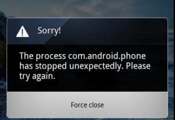 "Un errore si è verificato in applicazione com.android.phone", "telefono processo com.android fermato": come risolvere?