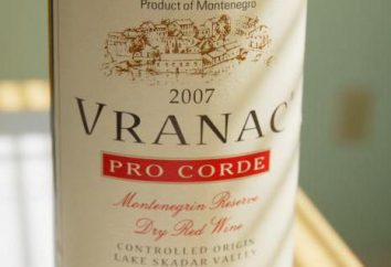 Vino tinto seco "Vranac" vinos: descripción, fabricante