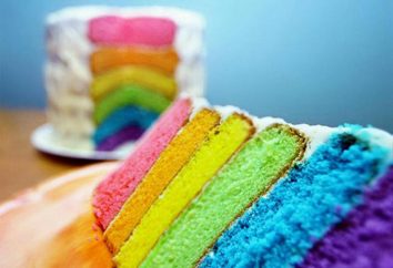 Bolo "Rainbow" ou arco-íris bolo. Receitas, opções de coloração
